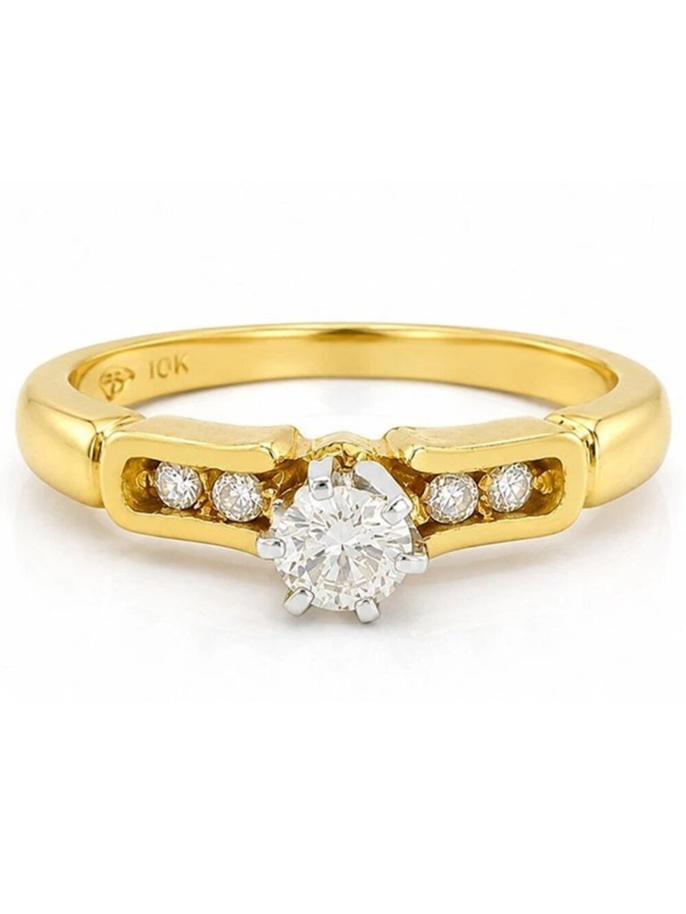 Genuine 0.42 CT Engagement Diamonds 18k Gold Ring